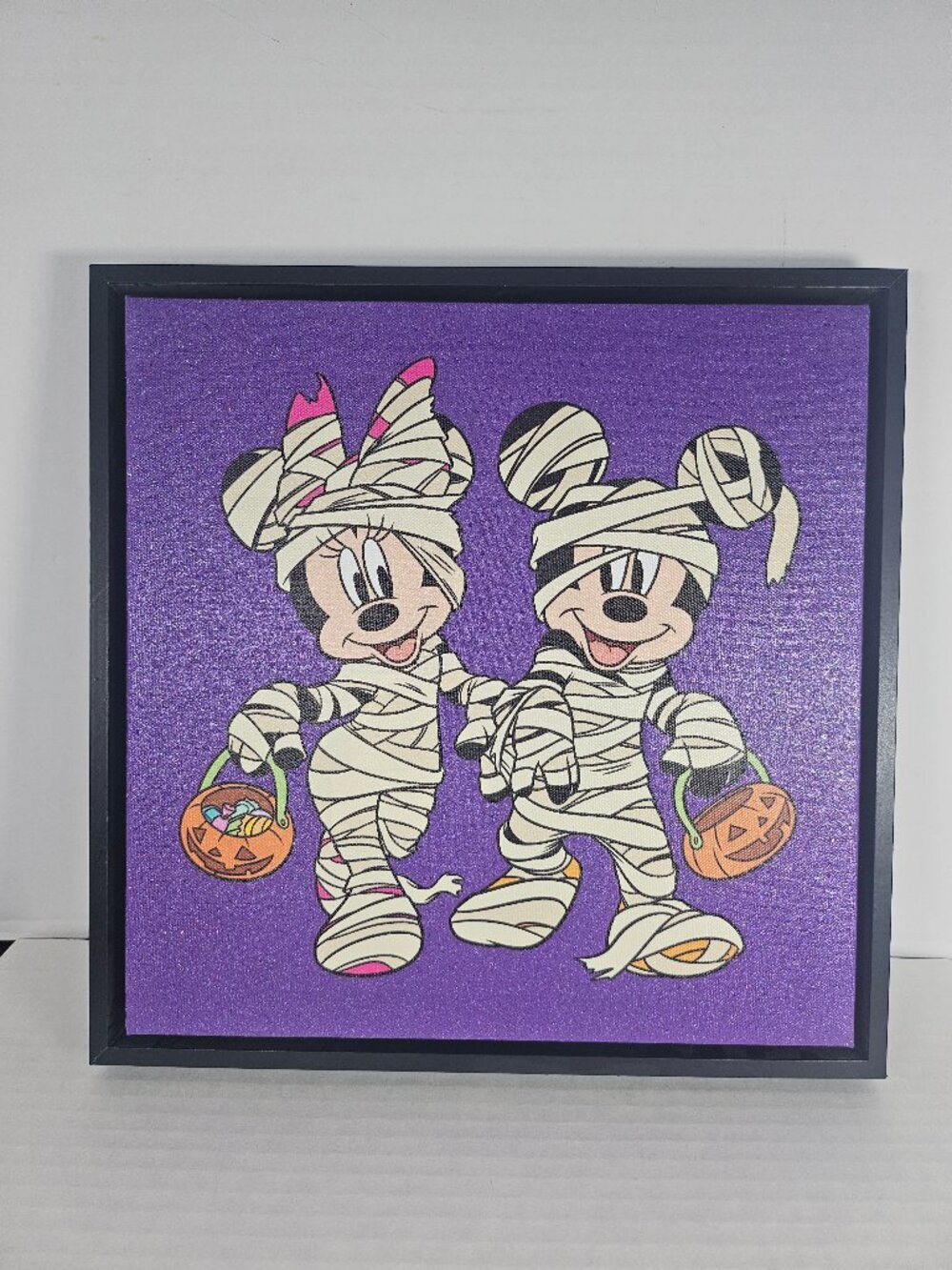 Disney Framed Halloween Wall Art Mickey, Minnie Mouse Mummy Canvas Decor